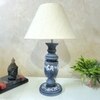 Grey Stone Finish Handpainted And Hancarved Distress Wooden Table Lamp