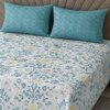 Iris White Floral 400 TC Cotton Flat King Size Bedsheet with 2 Pillow Covers – Threads