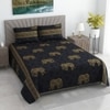 Wira Dark Blue Floral 400 TC Cotton Flat Double Queen Size Bedsheet with 2 Pillow Covers – Threads