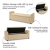 Sibol Leatherette  2 Seater Ottoman Bench with Storage  in Cream Color
