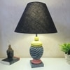 Wing Black Pink Stone Wooden Table Lamp in Multicolor