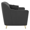 Rivo Velvet 1 Seater Sofa in Dark Grey Color