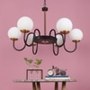 Eliante White Glass Chandelier, 2 Lights, Mild Steel And Glass, Modern Ceiling Light Fixture