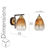 Kichler Single Light Wall Fitting In Brass And Wood Finish Metal With Amber Glass
