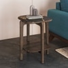 Alba Square Copa Cabana Black Stone and Solid Wood Side Table in Danish Walnut Finish
