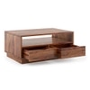 Zephyr Rectangular Solid Wood Coffee Table In Teak Finish