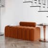Wooden Twist Veylo Modern Line Design Bench with Round Back Pillow in Orange Colour