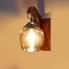 Devansh Solid Wood Electric Wall Light in Brown Colour with Lavender Shade Count of 1 Light