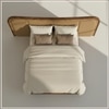 Elowen Softline Queen Size Bed in velvet With Oak wood Frame & Hydraulic Storage