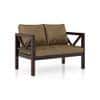 Alden 2 Seater Wooden Sofa (Peanut Brown Velvet)