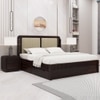 Lotus Solid Wood King  Size Upholstered Bed With Drawer Storage (Walnut Finish)