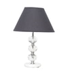 Aspley Chrome Finish Metal Clear Crystal Glass  And White Marble Table Lamp With Black Cotton Shade
