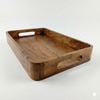 AJ Exports Premium Solid Acacia Wood Rectangular Tray with Raised Security Edges Handcrafted
