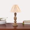 Devansh Off-White Cotton Vintage Curtain Pleated   Lamp With Wood Base (12X19)