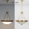 Quoizel Arlo 3-Light Pendant In Pure Brass With Frosted White Glass Shades