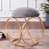 Classic Velvet Ring Metallic Stool in Grey Color