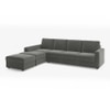 Apollo Compact Sofa (Colour : Ash Grey Velvet, Cushion : Hard, Back Type : Regular, Seating Capacity : Left Aligned 3 Seater + Left Aligned Chaise + Ottoman)