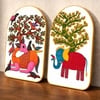 Gond Tree of Life Wall Art Painting Set of 2 with Gold Frame 16 x 24 Inch