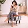 Doe Buck Zik Zak Chevron Printed Ottoman Stool in Brown and Black Colour with Gold Tipped Legs