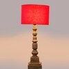 Devansh Red Cotton Table Lamp With  Wood Natural Base (7X7X21.25 Inches)-4