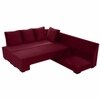 Melo 3 Seater Left Sectional Velvet Sofa Cum Bed in Maroon colour