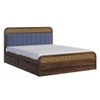 Yashvi Solid Wood King Size Side drawer Storage Bed In Provincial Teak Finish Blue 72x78 inch