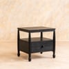 Archie Spindle Solid Wood Bedside Table in Black Colour