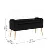 Doe Buck Upholstered Storage Bench in Black Colour with Gold Legs