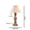 Devansh Off-White Cotton Vintage Cross Pleated Lamp With Wood Base (12X19)