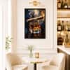 The Castle Decor Cigar Whiskey Glass Wall Art Framed Painting 12x18 Inch