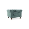 Winchester Luxe 1 Seater Fabric Sofa in Dusty Turquoise Velvet Colour