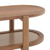 Tora XL Solid Wood And Cane With Glass Coffee Table In Amber Walnut Finish