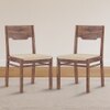 Kerry Solid Wood Dining Chair Set Of 2 In Teak Finish With Wheat Brown Fabric Colour