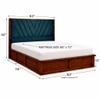 Vedanch Solid Wood Queen Size Upholstered Bed With Hydraulic Storage (Provincial Teak Finish, Teal Colour)