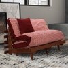 Ellis Futon - Red Four Leaf- Brown