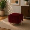 Doe Buck Regent Channel Tufted Velvet Ottoman Stool in Maroon Colour with Rose Gold Legs