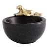 Marble Nut candy  Bowl Brass Dog embedded
