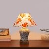 Devansh Conical Multi Cotton Shade Lamp With Wood & Mosaic Glass Base For Decoration/Office/Home/Gifting/Study For Decoration/Office/Home/Gifting/Study -(10X10X14.5) Inches -A