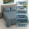 Mace Green Solid Plain 500 TC Cotton Satin Flat Super King Size Bedsheet with 2 Pillow Covers – Threads