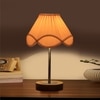 Devansh Off-White Cotton Vintage  Lamp With Natural  Wood Base  & Steel Pipe  (12X19.25)