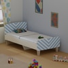 Minimalist Kids Single Bed in White and Light Blue Stripes