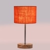 Devansh Orange  Jute   Table Lamp With  Natural  Wood Base  & Steel Pipe (7X17 Inches)-17