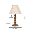 Devansh Off-White Cotton Vintage  Lamp With Wood Base (12X12X17)