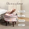 Hues Jacquard Wooden Ottoman in Multicolor