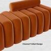 Wooden Twist Veylo Modern Line Design Bench with Round Back Pillow in Orange Colour