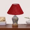 Devansh Conical Maroon Jute Shade Lamp With Wood & Mosaic Glass Base For Decoration/Office/Home/Gifting/Study For Decoration/Office/Home/Gifting/Study -(10X10X14.5) Inches -A