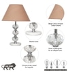 Aspley Chrome Finish Metal Clear Crystal Glass  And White Marble Table Lamp With Beige Cotton Shade