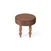 Roswell Sheesham Wood   Round Set of 2 Stools in Taupe Brown Velvet Upholstery