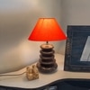 Devansh Orange Cotton Table Lamp With Wood  Pebble Lamp  (10X10X15) Inches