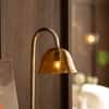 Lior Handicrafted Table Lamp in Antique Silver Brass finish and Amber Colour